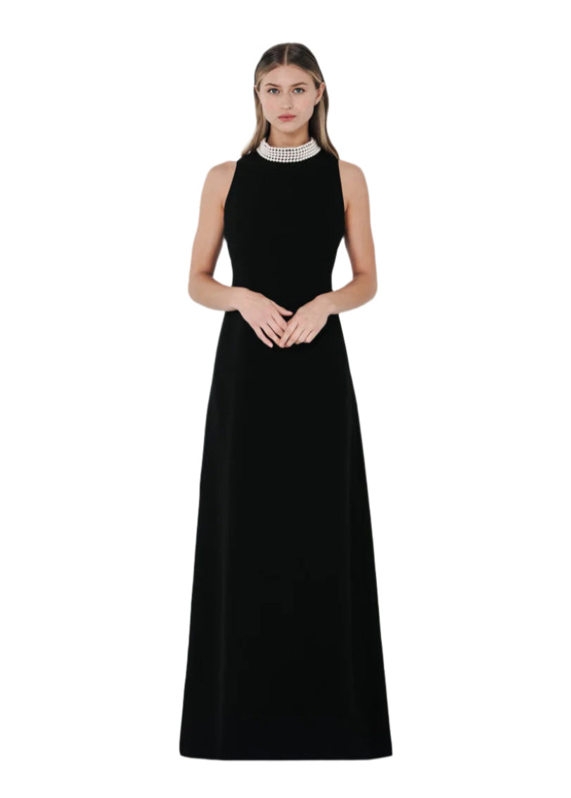 London Sheath Gown with Pearls in Black – Carl Meyers
