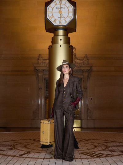 Chamberlain Pinstripe Blazer in Brown/Bronze
