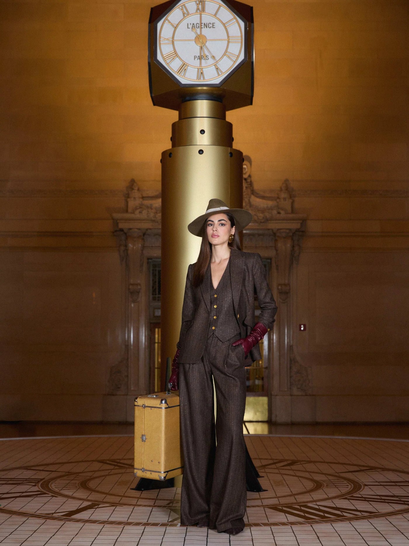 Allanah Pinstripe Trouser in Brown/Bronze