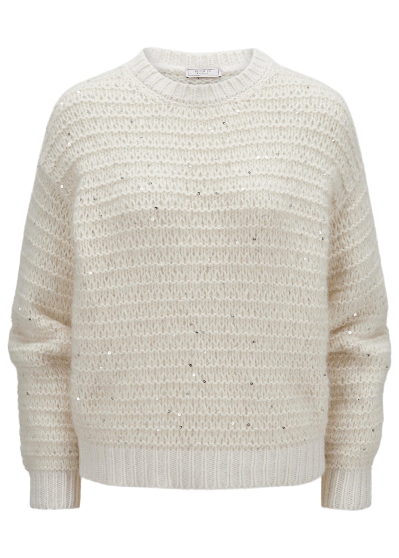 Knitted Sequin Sweater in Cream