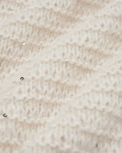 Knitted Sequin Sweater in Cream