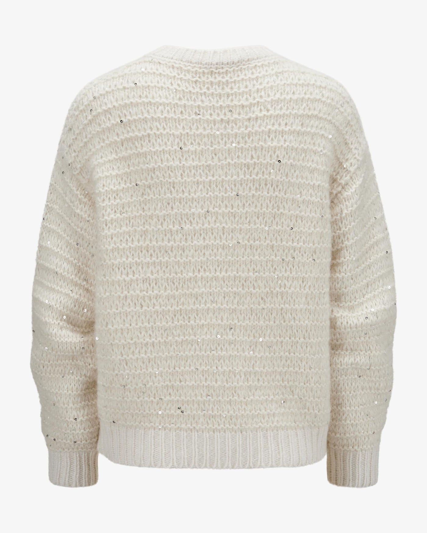 Knitted Sequin Sweater in Cream