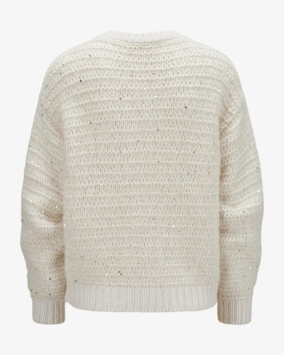 Knitted Sequin Sweater in Cream