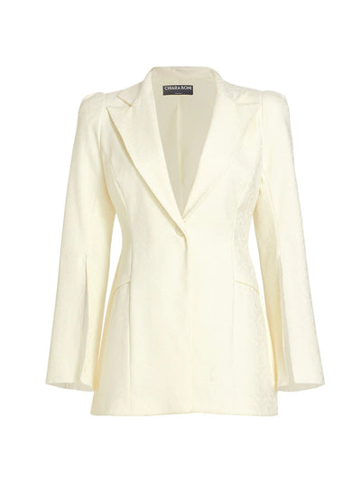 Ottilia Monogrammed-Lace Blazer - Cream
