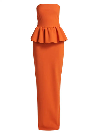 Panthea Strapless Peplum Gown - Blue
