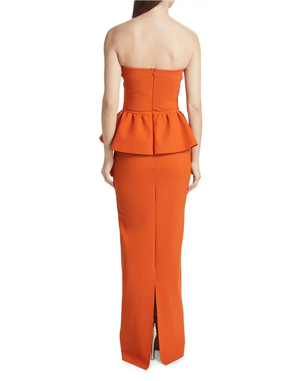 Panthea Strapless Peplum Gown - Blue
