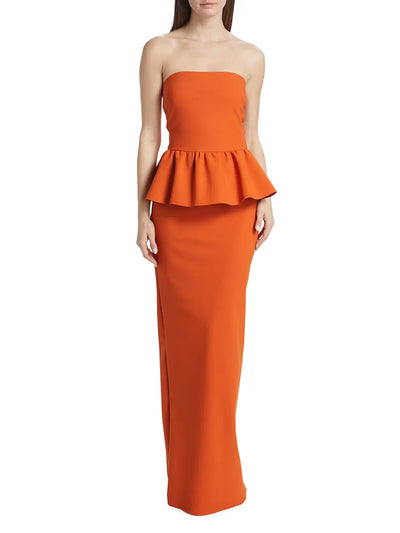 Panthea Strapless Peplum Gown - Blue