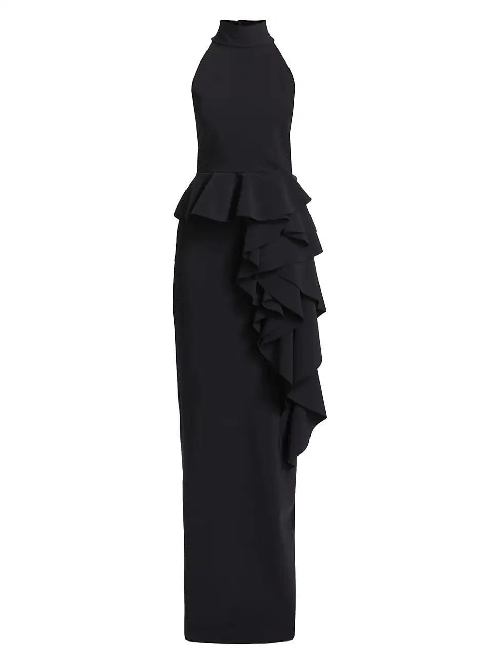 Ah Ruffled High-Neck Gown in Black Carl Meyers Ah Ruffled High-Neck Gown in Black Carl Meyers