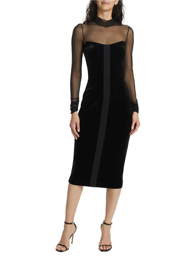 Calanta Velvet Illusion Midi-Dress