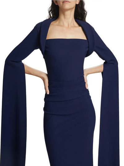 Reiko Cape-Sleeve Sugar Gown - Blu Notte