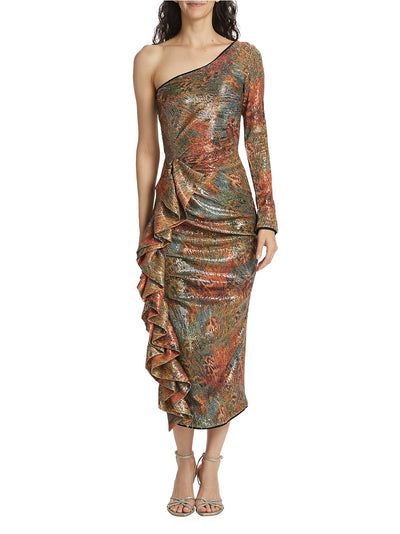 Delphi Peacock Sequin Midi-Dress