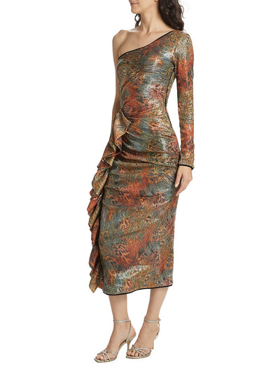 Delphi Peacock Sequin Midi-Dress