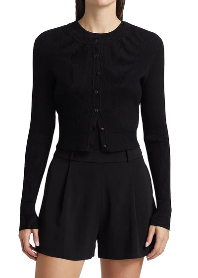 Zoe Classic Cropped Cardigan in Black