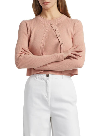 Zoe Classic Cropped Cardigan in Blush