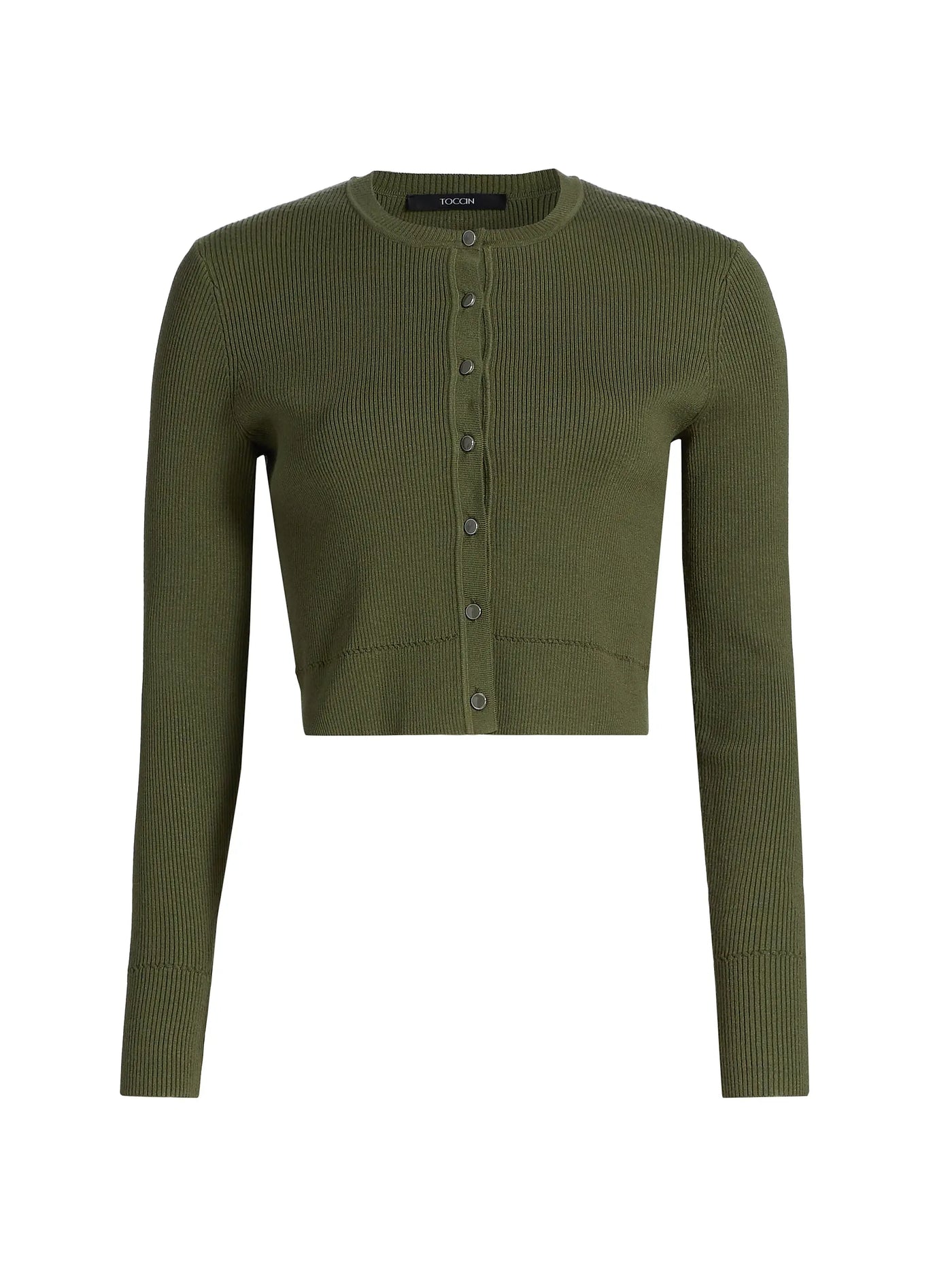 Zoe Classic Cropped Cardigan in Olive