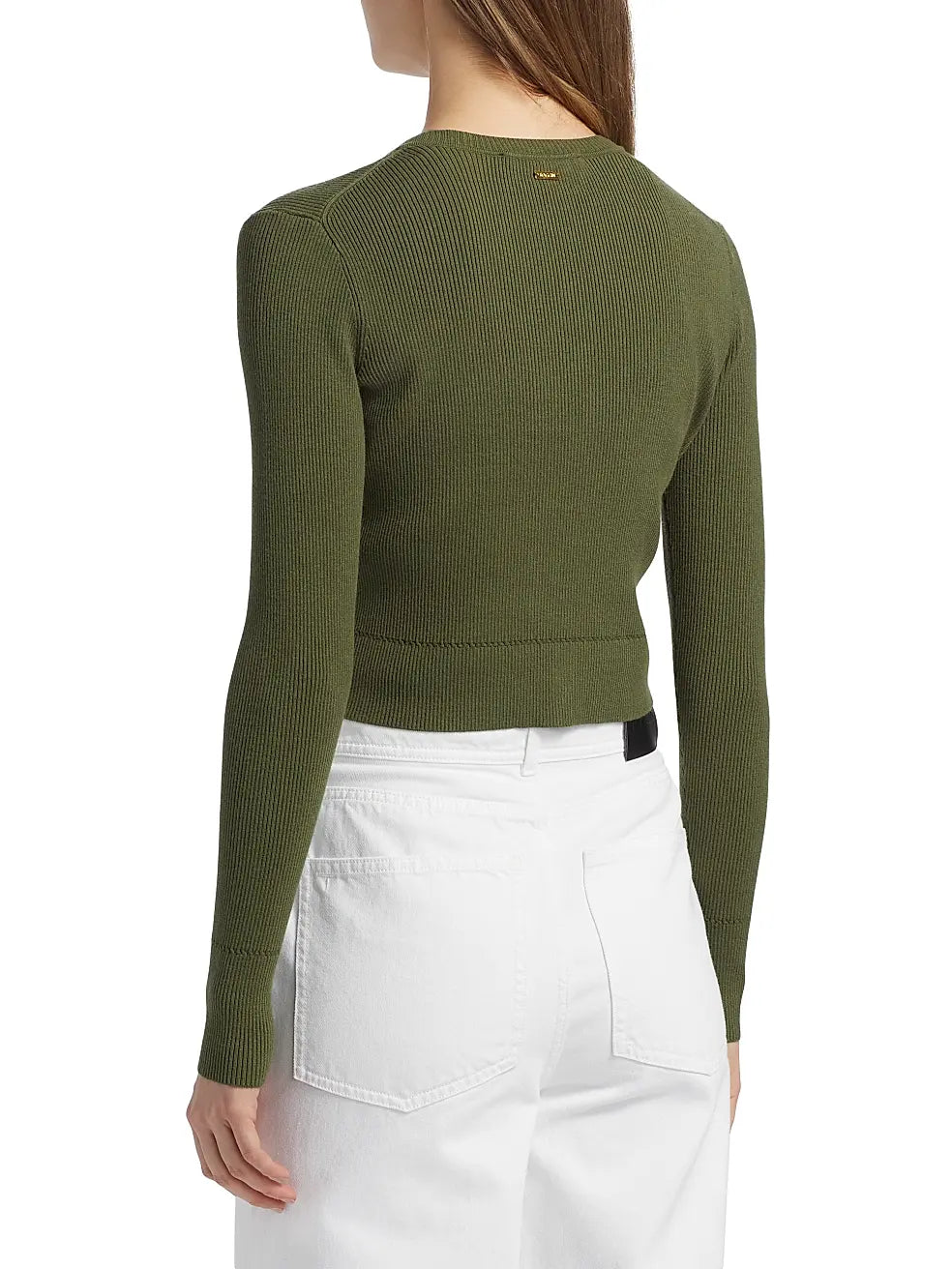 Zoe Classic Cropped Cardigan in Olive