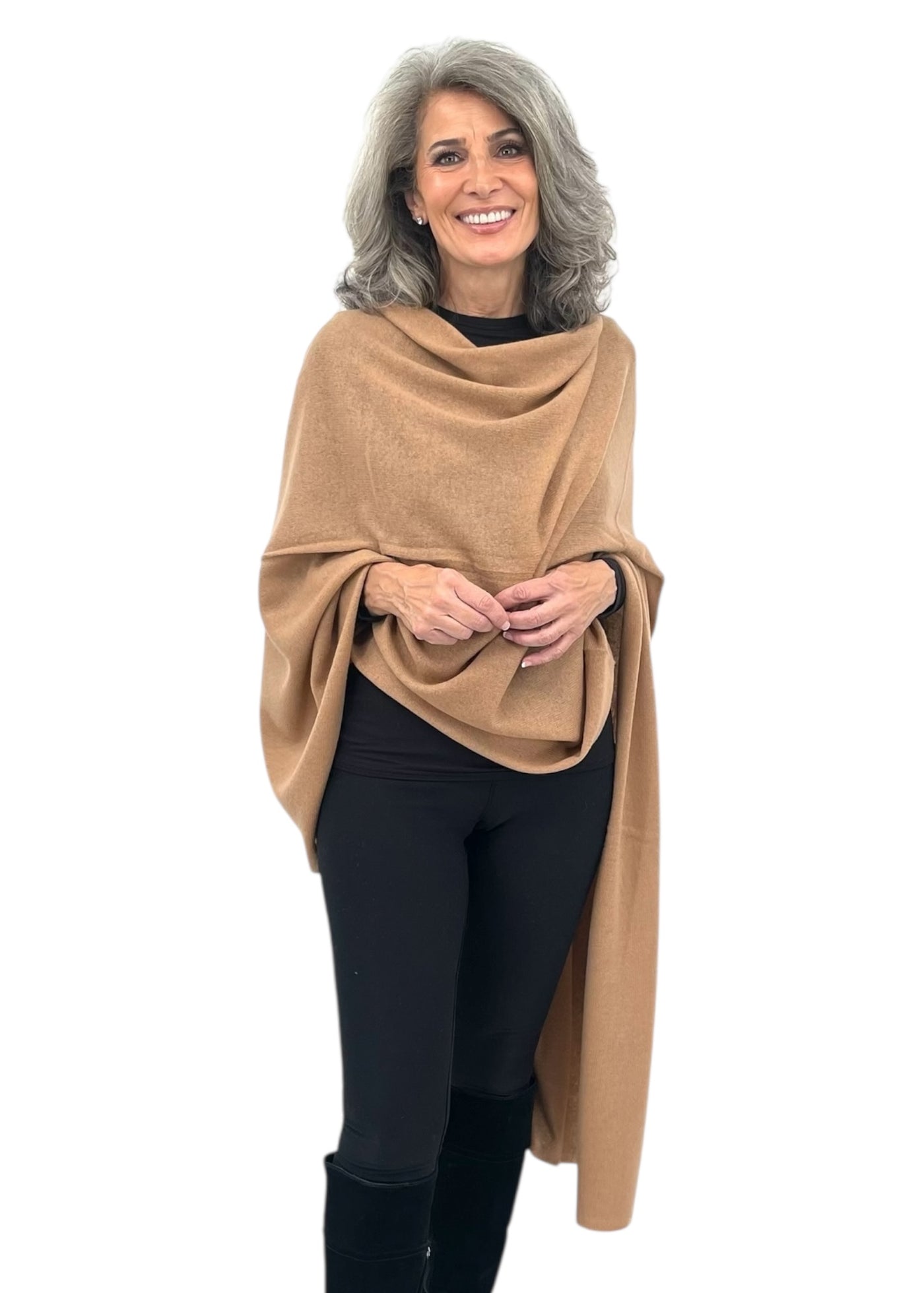 Cashmere Shawl Wrap in Latte