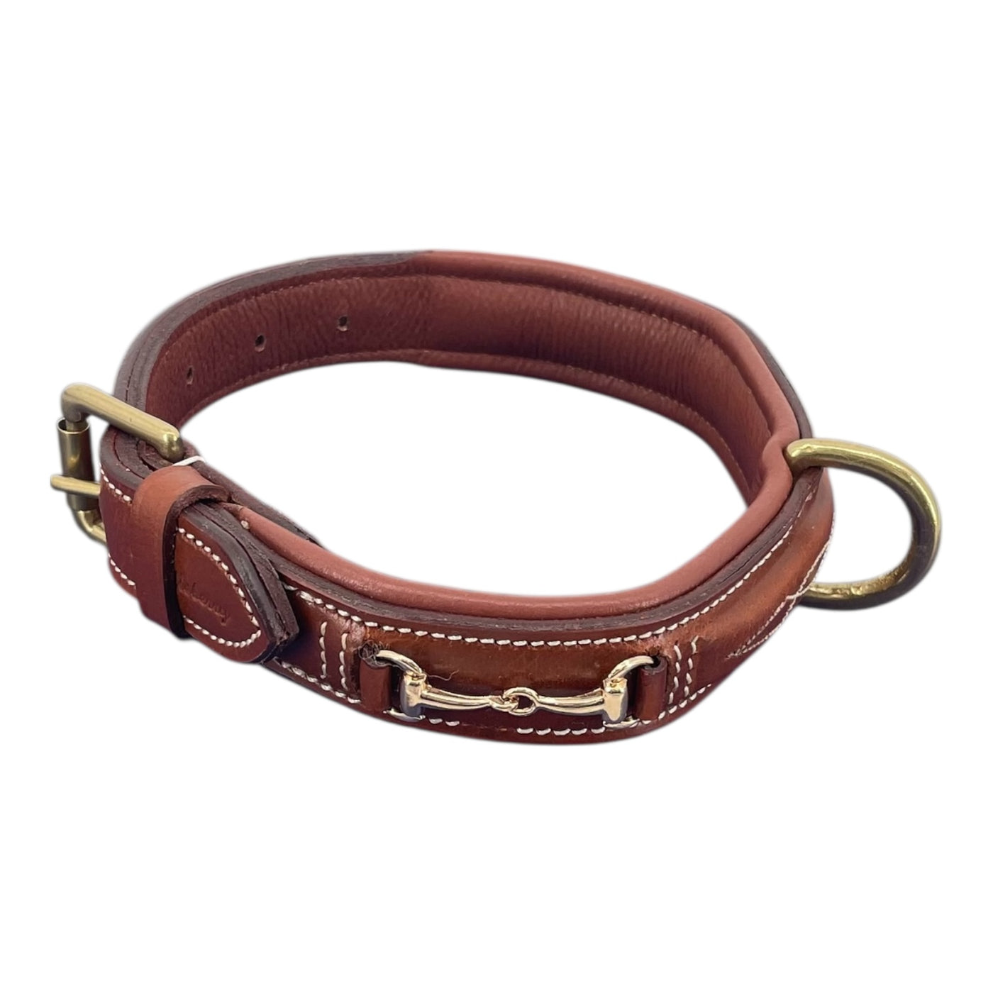 Padded Dog Collar in Full Grain Leather w/ Horse Bits