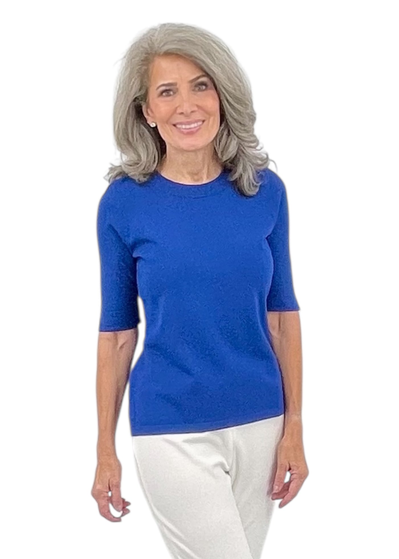 Elbow Sleeve Crewneck Sweater in Ink