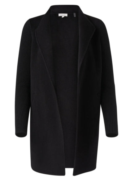 Rib Sleeve Coat in Black