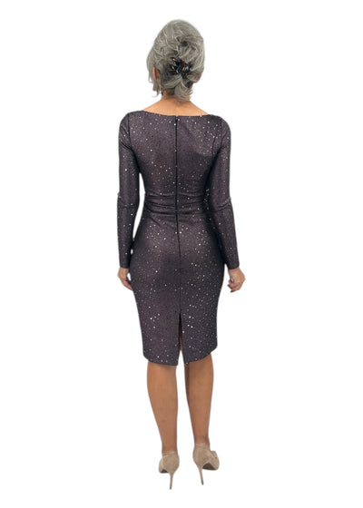 Sparkly Plum V-neck Midi dress