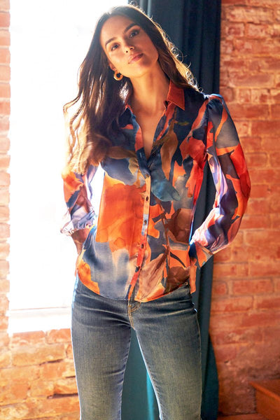 Collette Autumn Floral Blouse in Sunset Floral