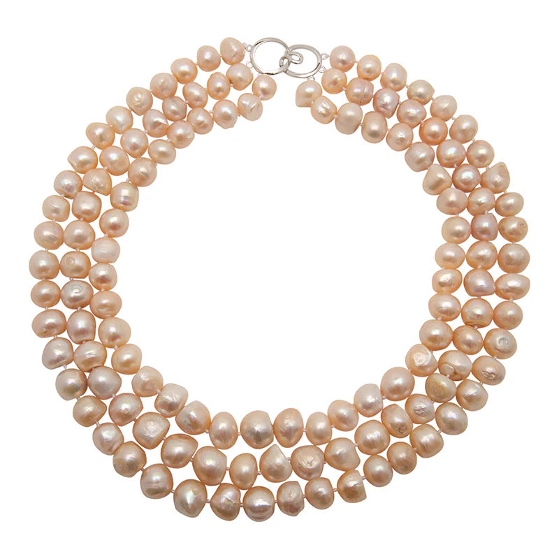 Pink Bam Bam Triple Strand Necklace