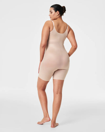 Mid-Thigh Bodysuit in Champagne Beige