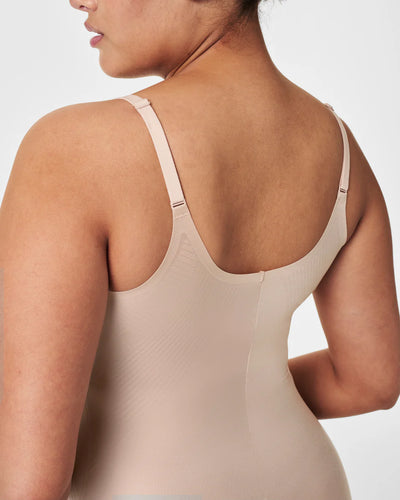 Mid-Thigh Bodysuit in Champagne Beige
