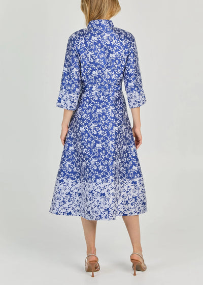 Molinas Jacquard Fit and Flare Midi Dress in Ink/White