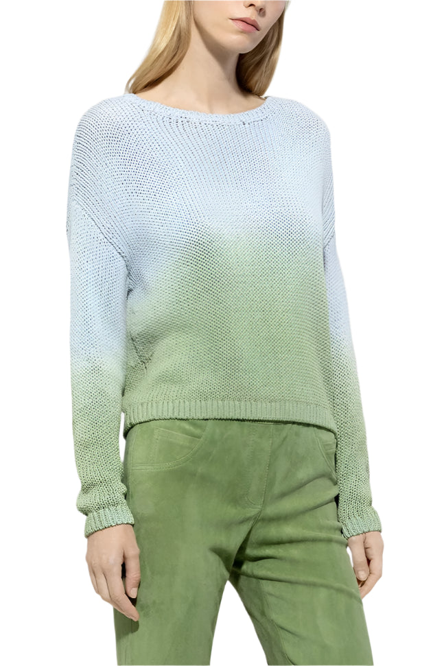 Linen-Blend Sweater in Blue/Green Multi