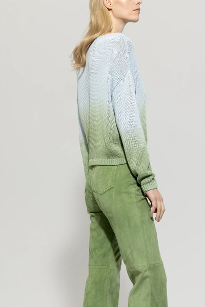 Linen-Blend Sweater in Blue/Green Multi
