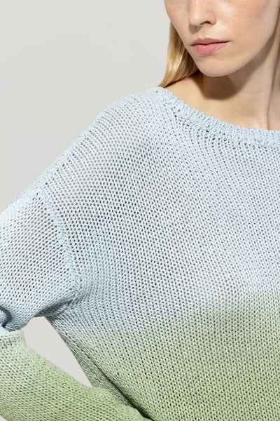 Linen-Blend Sweater in Blue/Green Multi