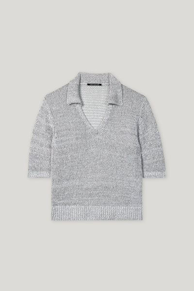 Linen Blend Polo in Silver Gray