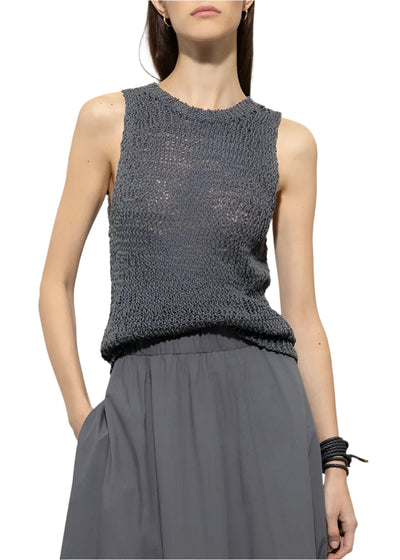 Bouclé Knitted Top in Cool Gray