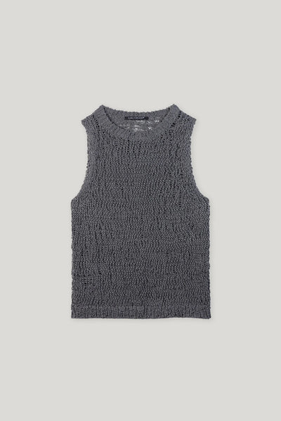 Bouclé Knitted Top in Cool Gray