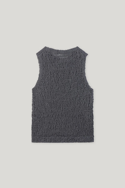 Bouclé Knitted Top in Cool Gray