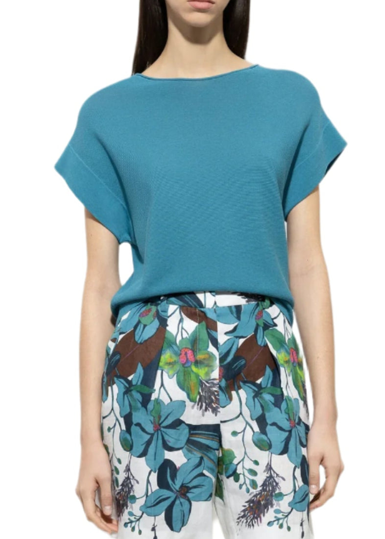 Left Structure Sweater in Turquoise