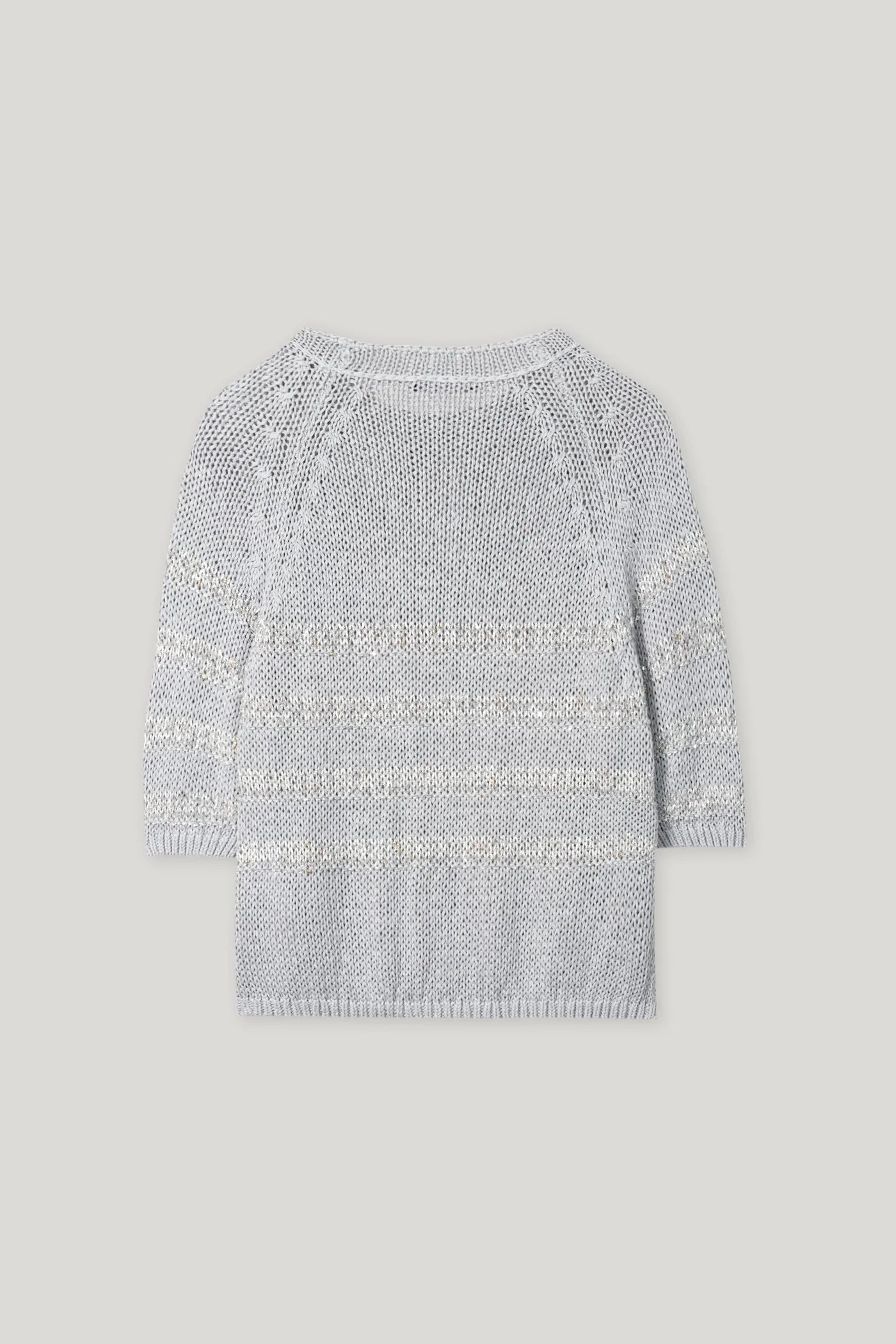 Linen-Blend Striped Sweater in Silver Gray