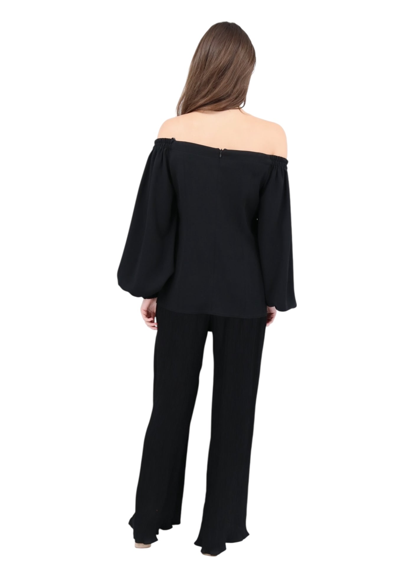 Plisse Elastic Pant in Black