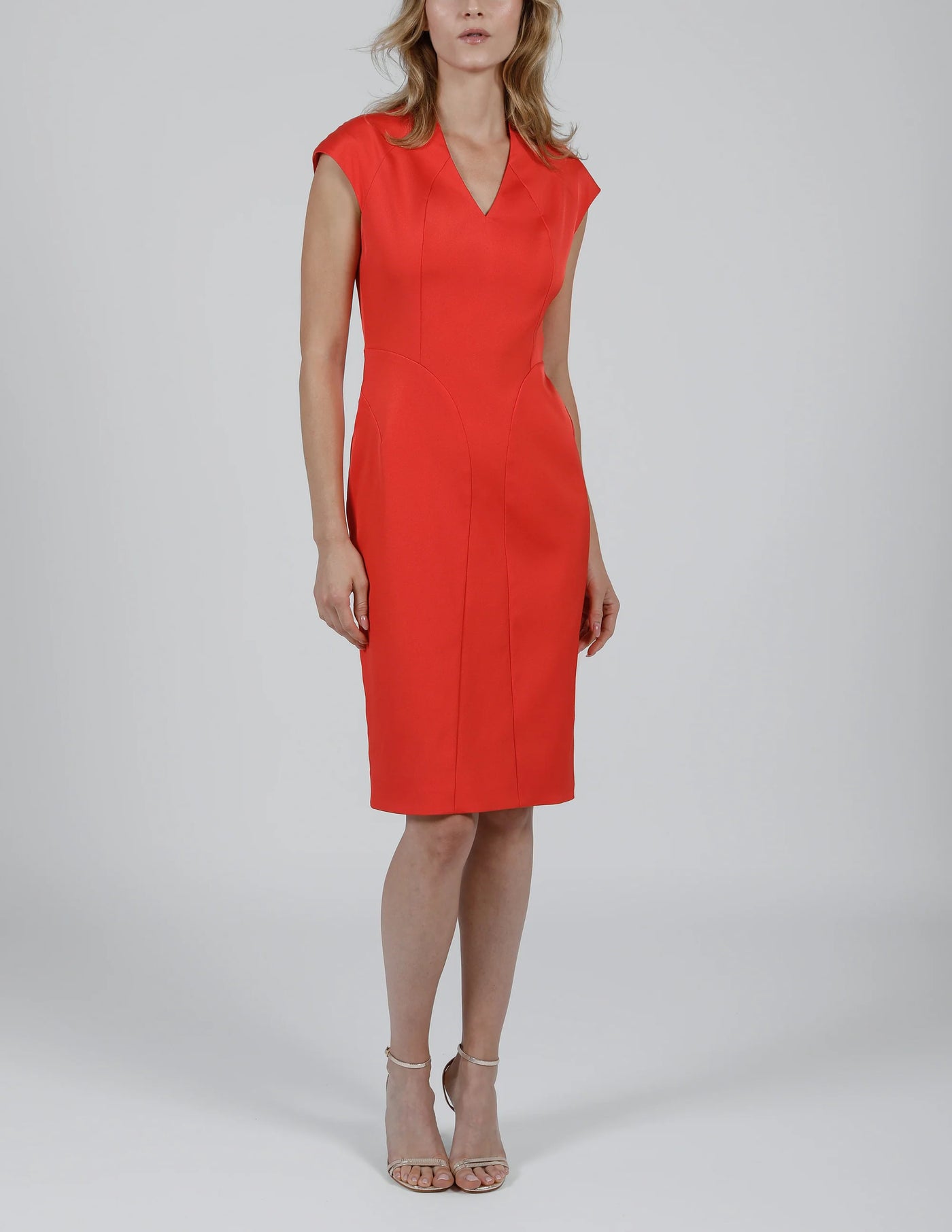 Liquid Suiting Dress in Coral
