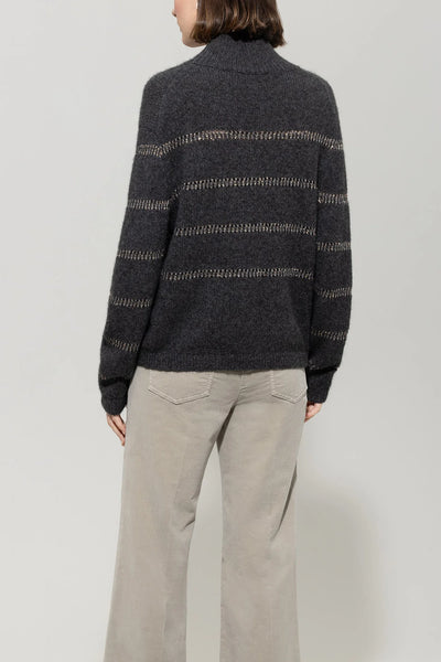 Alpaca Mix Stripe Sweater in Urban Grey