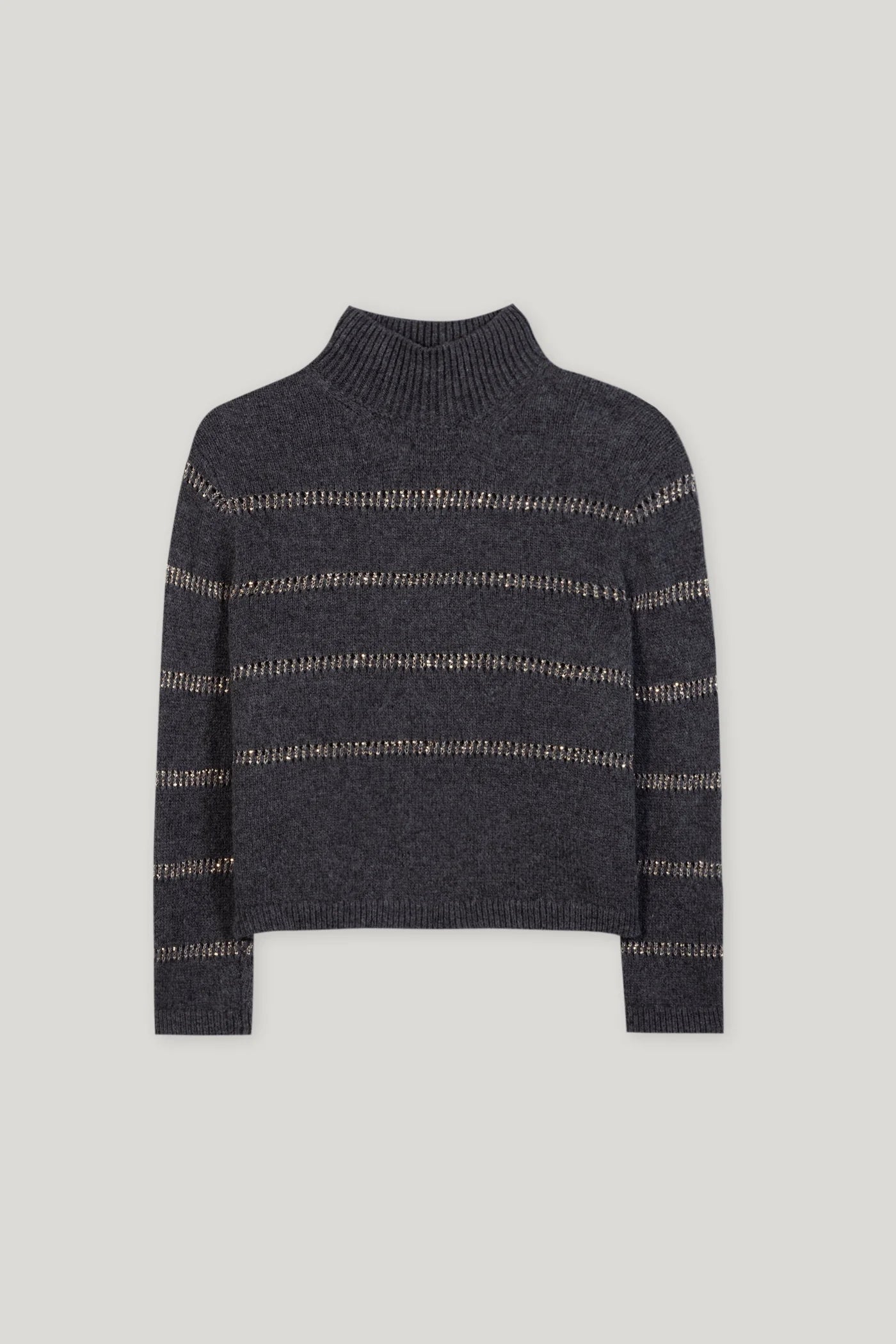 Alpaca Mix Stripe Sweater in Urban Grey