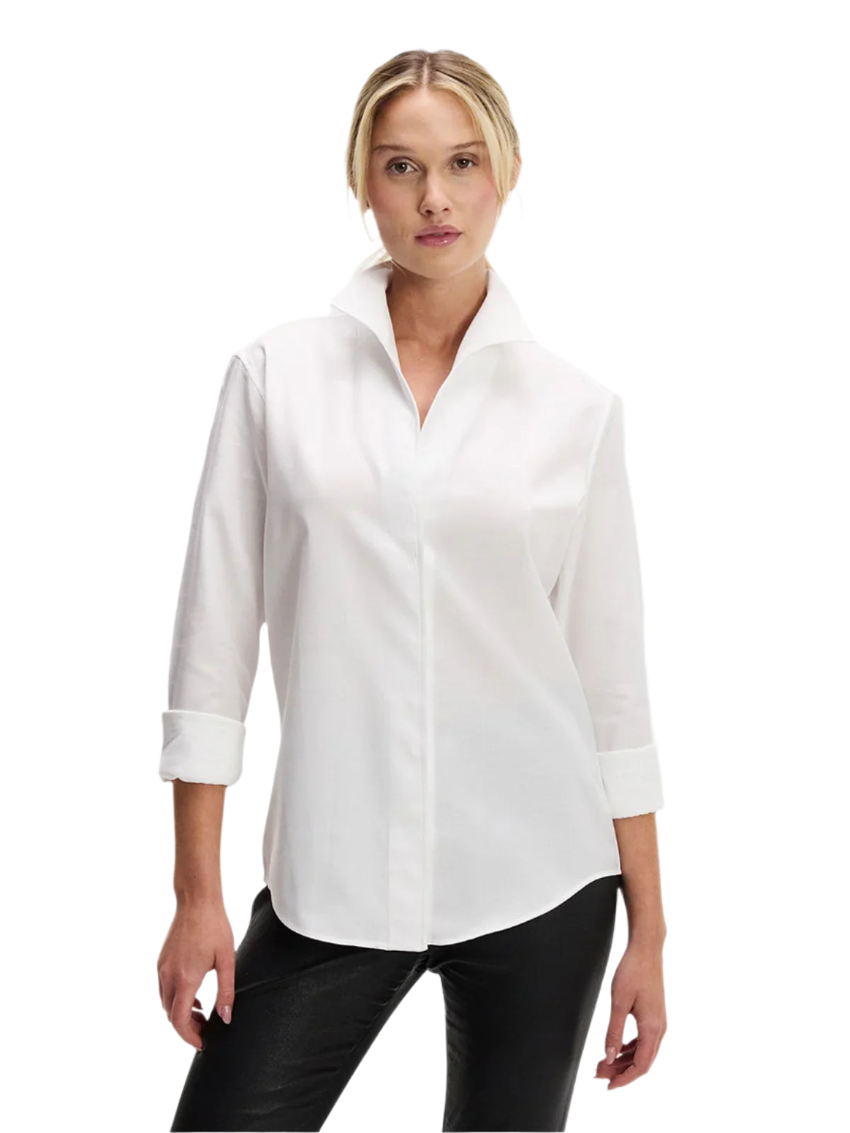 Signature: Pique-A-Boo Blouse in white