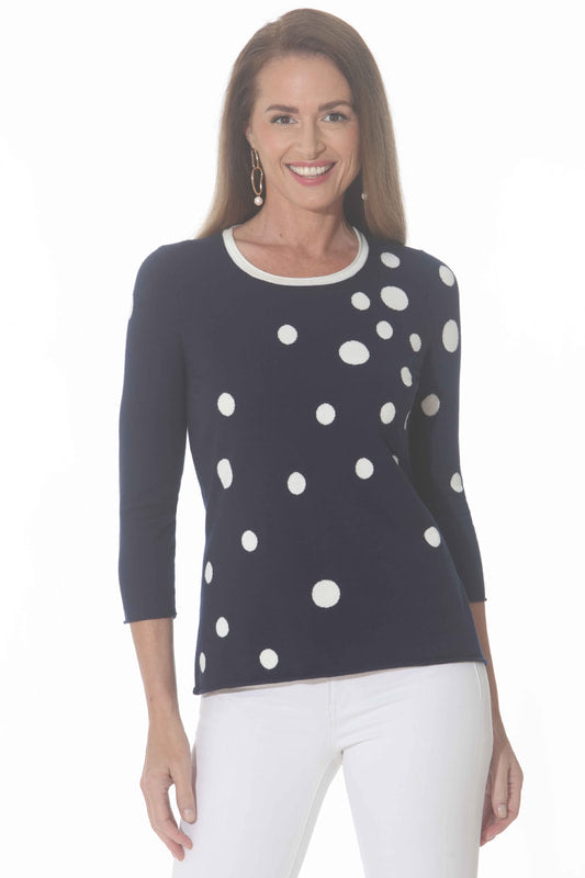 Multi Dot Top - Navy/White