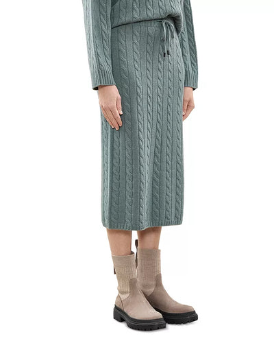 Tricot Sweater Knit Midi Skirt - Green Zinc
