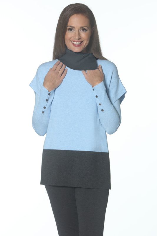 Colorblock Pullover - Sky/Charcoal