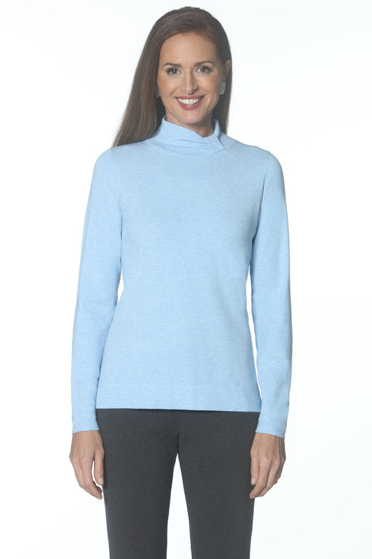 Tab Mock Neck Top - Sky