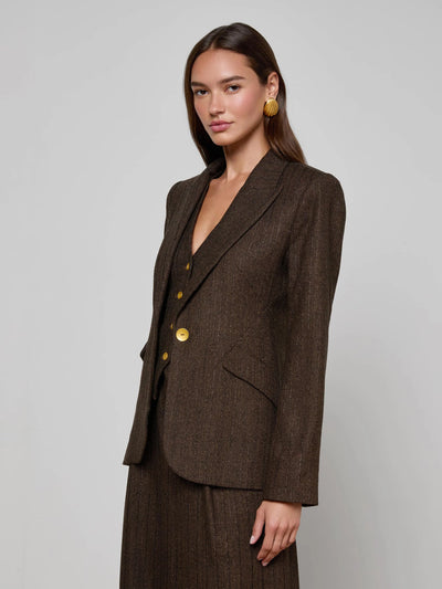 Chamberlain Pinstripe Blazer in Brown/Bronze
