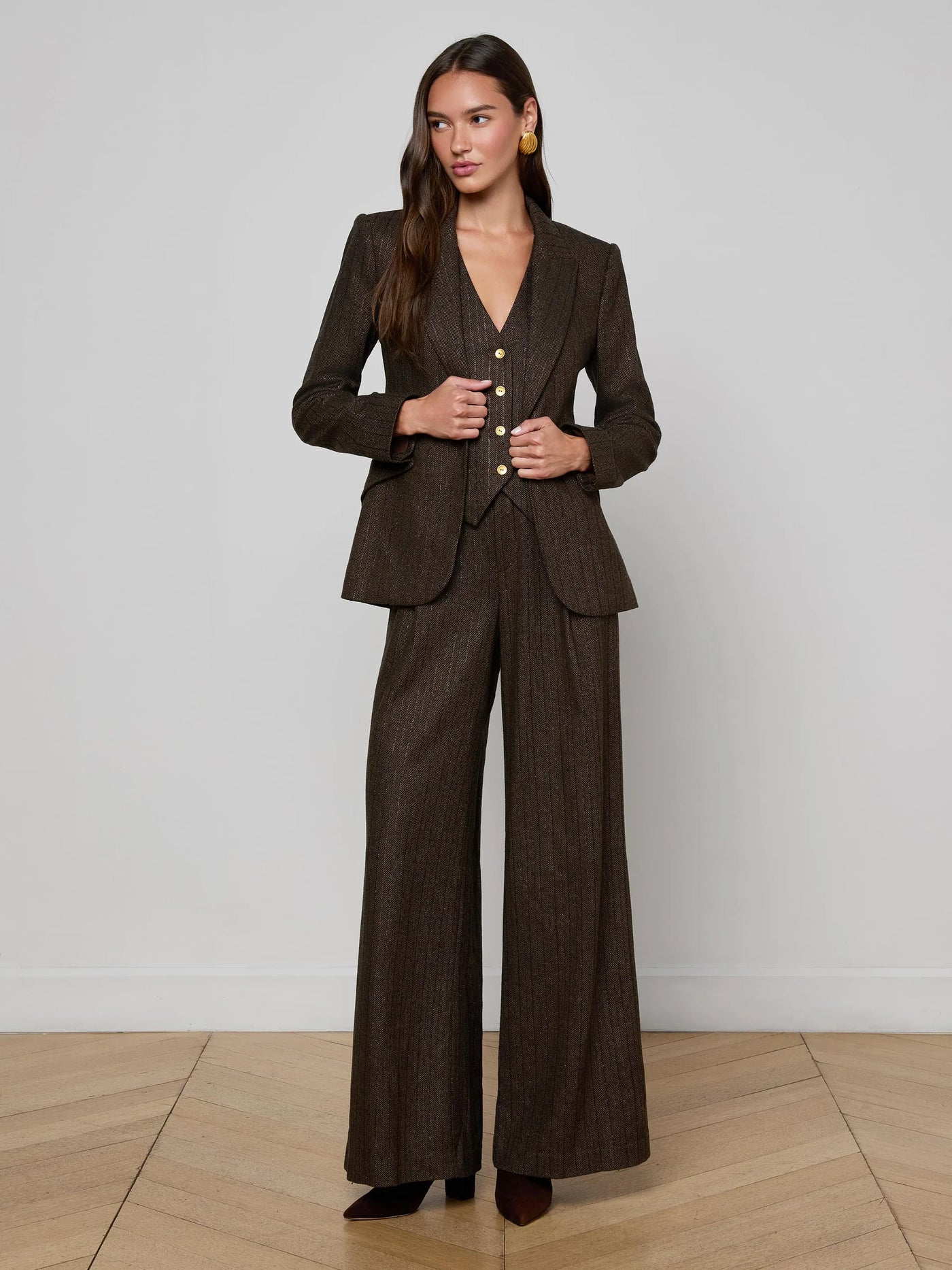 Chamberlain Pinstripe Blazer in Brown/Bronze